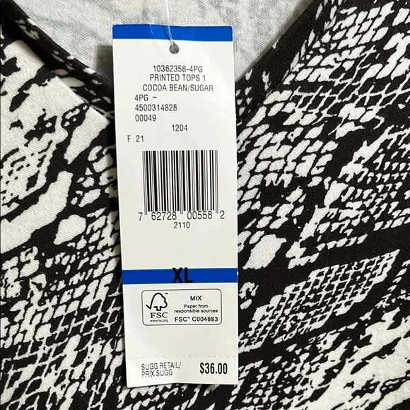 Jones New York Brown and White Patterned Top - Picture 4 of 7